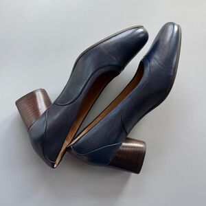 Clarks Navy Block Heel Soft Comfort Shoes